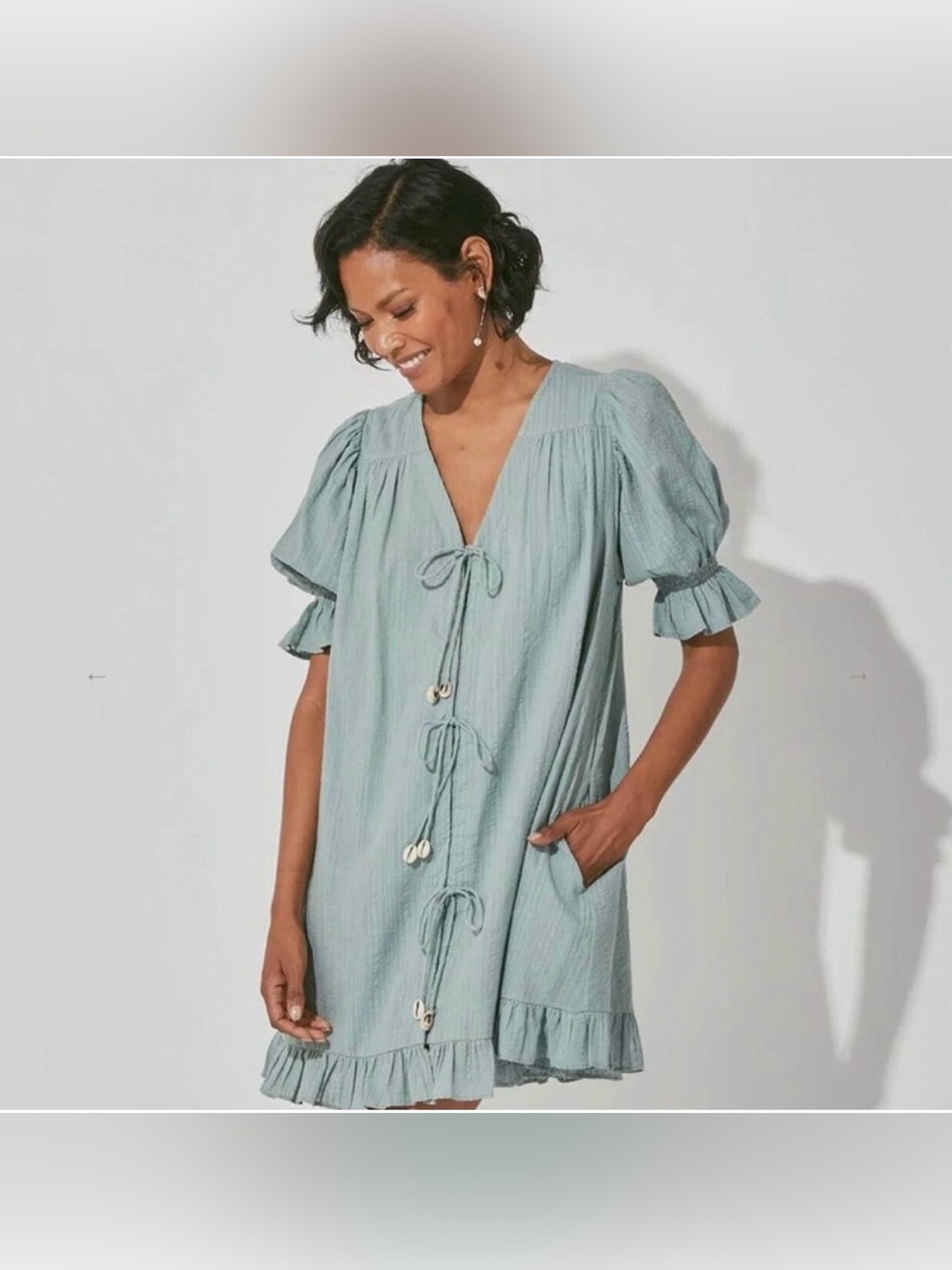 Cleobella Foxi Mini Dress in Sage Green Size Small